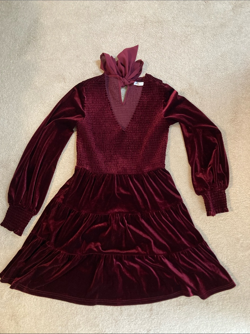 Altar'd State Wine Burgundy Smocked Bodice Dress - Picture 1 of 3